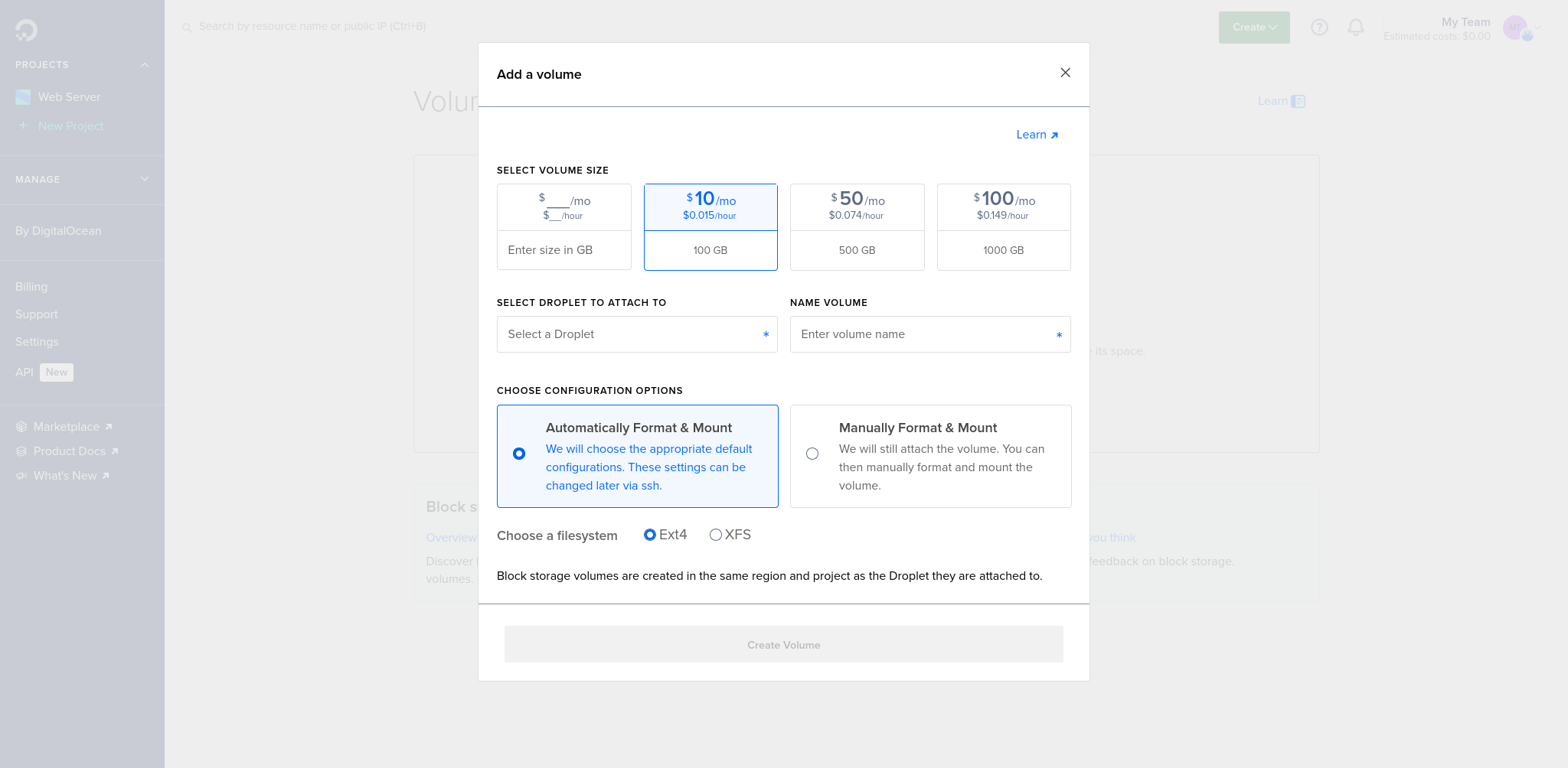 Digital Ocean Volume Pricing